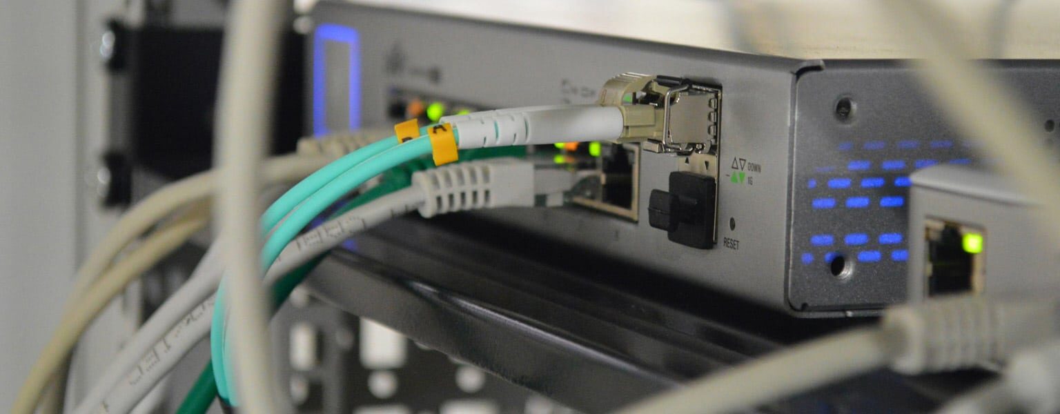 A network router and switch working