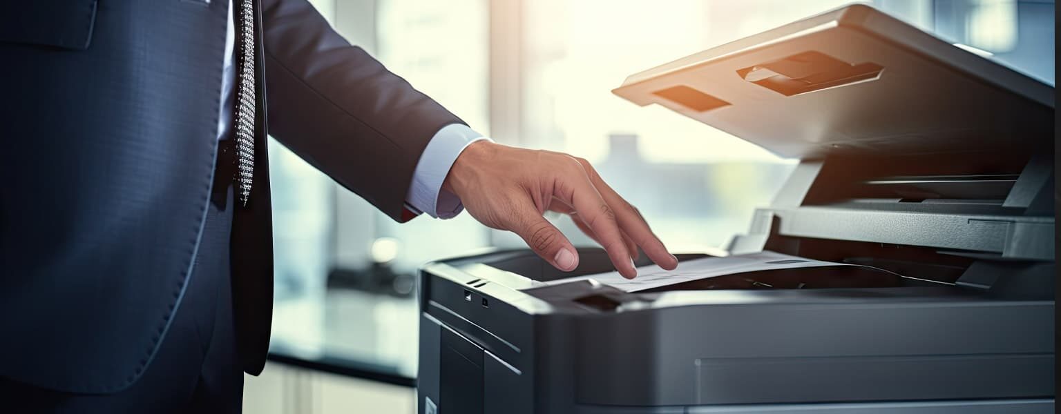 How to Size an Office Print Fleet A man using one of the office print fleet machines